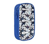 Killer Whale Print Pencil Case Coin Key Card Bag Purse Large Pen Pouch for Kids Boys School Office