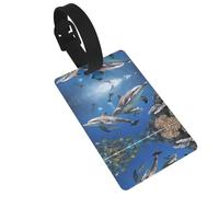 Killer Whale Print Print 5pcs Luggage Tags for Suitcases,Cute Suitcase Tag Identifiers for Baggage Tag for Cruise Airport Travel PVC