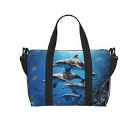 Killer Whale Print Print Large Travel Duffel Bag Foldable Lightweight Weekender Bags, Carry On Overnight Tote Bags, Gym Duffel Bags Hospital Bags Yoga Bags For Women Men, Black, One Size