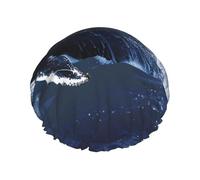 Killer Whale Print Printed Double Layer Lined Shower Cap,Shower Caps For Women Reusable