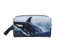 Killer Whale Print Printed Makeup Bag Large Travel Cosmetic Bags Waterproof Cosmetic Case Toiletry Bag Organizer for Women Mom Girls