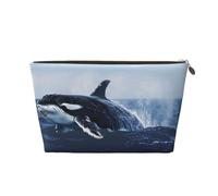 Killer Whale Print Printed Travel Cosmetic Bags with Gold Zipper Makeup Organizer Cosmetic Case Toiletry Bag for Women Mom Girls