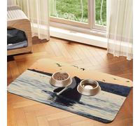 Killer Whale print PU Leather Feeding Mat for Dogs Cats Pet Food Mat Absorbent Non-Slip Rubber Bottom