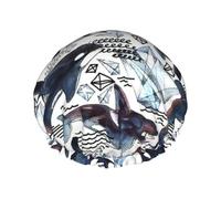 Killer Whale Print Shower Cap,Reusable Hair Cap With Lining & Elastic Band Stretch Hem Hair Hat