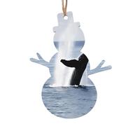 Killer Whale -Print Wood Christmas Ornaments Hand-Carved, Eco-Friendly Holiday Decor For Tree Home. 1 PCS Snowman Shape