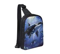 Killer Whale Printed Chest Bag Sling Bag for Men Women, Waterproof Crossbody Backpack Men Bag for Runner Workout Hiking Cycling Travel