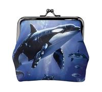 Killer Whale Printed Coin Purse Pouch-Mini Coin Wallet,Change Purse,Leather Coin Pouch Holder For Woman Girls, Black, One Size, Modern,european Style, Retro