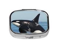 Killer Whale Printed,Meta Pill Box 2 Compartment Medicine Case,Portable Organizer