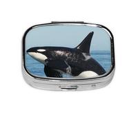 Killer Whale Printed,Meta Pill Box 2 Compartment Medicine Case,Portable Organizer,Rectangle Meta Portable Organizer Pill Box 304 Compartment Medicine Case