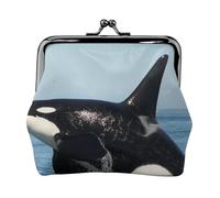 Killer Whale Printed, PU Leather Coin Purse, Small Wallets, Change Pouch with Kiss Lock Clasp Buckle, Change Purse