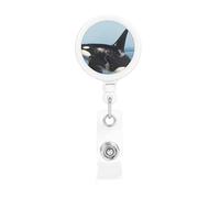 Killer Whale Printed, Retractable Badge Holder,Badge Reels Holder with ID Clip Alligator Clip