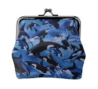 Killer Whale, PU Leather Coin Purse, Small Wallets, Change Pouch with Kiss Lock Clasp Buckle, Change Purse