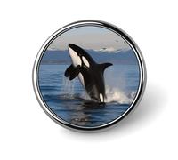 Killer Whale Round Badge Cute Enamel Lapel Pin Brooches Button Pin Personalized Clothing Decoration Unisex Badge Holder Hats Bags Shirts Decor