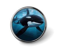Killer Whale Round Badge Cute Enamel Lapel Pin Brooches Button Pin Personalized Clothing Decoration Unisex Badge Holder Hats Bags Shirts Decor