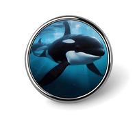 Killer Whale Round Badge Cute Enamel Lapel Pin Brooches Button Pin Personalized Clothing Decoration Unisex Badge Holder Hats Bags Shirts Decor