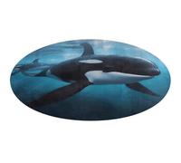Killer Whale Round Rug Soft Absorbent Bath Mat Entryway Anti Slip Rugs Farmhouse Front Back Door Mat 80 * 80cm for Bedroom Living Room Home Decorative