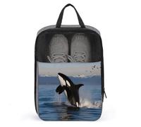 Killer Whale Shoe Bag Travel Shoe Organizer Water-Resistant Shoe Pouch with Zipper Sneaker Dust Bag, gray, One Size, Modern