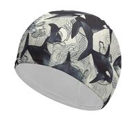 Killer Whale Swim Cap Breathable High Elasticity Swimming Caps Waterproof Swim Hat Stylish Bathing Cap Comfortable Swimming Hat for Women Men