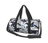 Killer Whale Travel Duffel Bag for Women Men,Print Polyester Tote Round Luggage Bag with Shoulder Strap