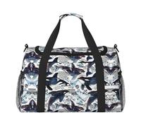 Killer Whale Travel Tote Bag - Large Reusable Shopping Bag, Vacation Tote, Sports Duffel Bag with Adjustable Crossbody Strap, Black, One Size