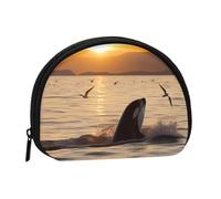 Killer Whale Under Sunset Portable Mini Change Storage Bag, Stylish and Compact Coin Purse, Suitable for Daily Carrying