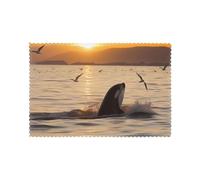 Killer Whale Under Sunset Print Heat Resistant Placemats Set of 6 | 45x30cm Polyester Table Mats for Dining Room Kitchen Decor