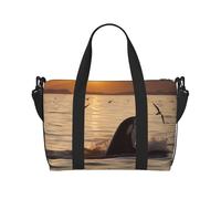 Killer Whale Under Sunset Print Travel Duffel Bag, Lightweight Water-Resistant Weekender Spacious Gym & Travel Bag for Men, Women & Teens