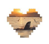 Killer Whale Under Sunset Printed Jigsaw Puzzle 10.8x12.8 CM, Heart-Shaped Puzzle Challenging Game for Adults Gifts, Family Fun Decorative Wall Decor