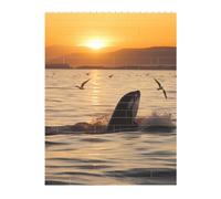 Killer Whale Under Sunset Printed Jigsaw Puzzle 16.7x22.3 CM, Rectangular Puzzle Challenging Game for Adults Gifts, Family Fun Decorative Wall Decor