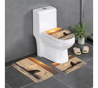 Killer Whale Under Sunset Printed Printed Flannel Anti-Slip Bath Mat Set of 3-60x40cm | Bathroom Rug Set - Bath Mat + U-Shaped Pedestal Mat + O-Shaped Toilet Seat Cover