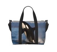 Killer Whale Water-Resistant Crossbody Travel Bag, Large Carry-On with Adjustable Strap, Multi-Compartment Weekender for Gym, Travel, Outdoor