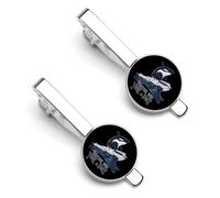 Killer Whale Whatever Sinks Your Boat Men's Tie Clips Necktie Bar Pinch Clip Set of 2 Formal Business Wedding Accessories