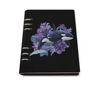 Killer Whale with Purple Flowers A5 Refillable Notebook Binder Journaling