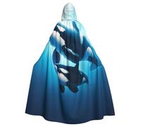 Killer-Whales-Ocean Adult Witch Hooded Cape, Halloween Costume Hooded Cloak