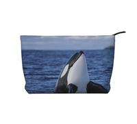Killer Whales Orca, Cosmetic Bag Corduroy Makeup Bag Portable Travel Toiletry Bag