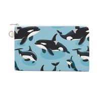 Killer Whales Orca Pattern Coin Purse Cute Change Pouch Wallet Clutch Bag with Zip