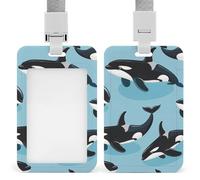 Killer Whales Orca Pattern ID Badge Holder with Lanyard Name Card Holders for Nurse Teacher Officer