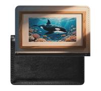 Killer Whales Orca Pattern Passport Holder Unique PU Ultra-thin Passport Protective Case Compact Easy to Carry Passports Cover for Women And Men Passports Case