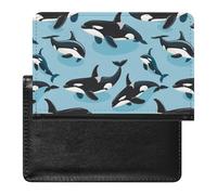 Killer Whales Orca Pattern Passport Wallet Cute Passport Case with Card Slot Travel Passport Holder Cover
