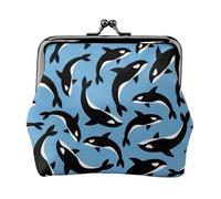 Killer Whales Orca, PU Leather Coin Purse, Small Wallets, Change Pouch with Kiss Lock Clasp Buckle, Change Purse
