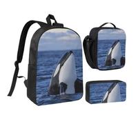 Killer Whales Orca,Student Backpack,Lunch Bag,Pencil Case 3 Piece Set
