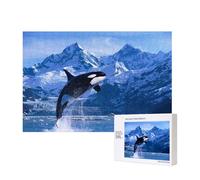 Killer Whales Orcas Ocean Sea,300 Pieces Wooden Jigsaw Family Game Jigsaw Puzzles for Adults Teens Home Decor