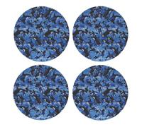 Killer Whales Orcas Sea,Round MDF Cork Coasters, Mugs Pad, Cups Mat Set of 4 Drinks Coasters