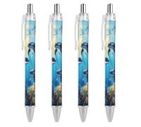 Killer-Whales Retractable Ballpoint Pens 0.5mm Fine Black Inks Roller Smooth Writing Office Supplies 4 PCS