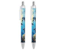 Killer-Whales Retractable Ballpoint Pens 0.5mm Fine Black Inks Roller Smooth Writing Office Supplies 2 PCS