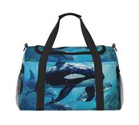 Killer Whales Swim Along 1 Print Large Capacity Hand Carry Bag for Women Foldable Carry On Tote for Airplane Travel