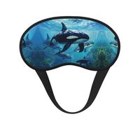 Killer Whales Swim Along Blocking Light Mask Sleep Aid, Comfortable Blackout Sleep Mask for Travel Yoga, Soft Eye Cover