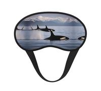 Killer Whales Swim Along Blocking Light Mask Sleep Aid, Comfortable Blackout Sleep Mask for Travel Yoga, Soft Eye Cover