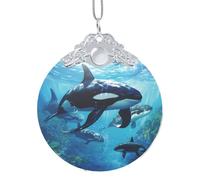 Killer Whales Swim Along Christmas Ornaments for Xmas Tree Decorations with Metal Ringfor Party Decoration Hanging