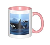 Killer Whales Swim Along Dual Color Ceramic Coffee Mug 330ml - Classic Tea Cup, Gift Mug, Microwave Safe, Office and Home Drinkware